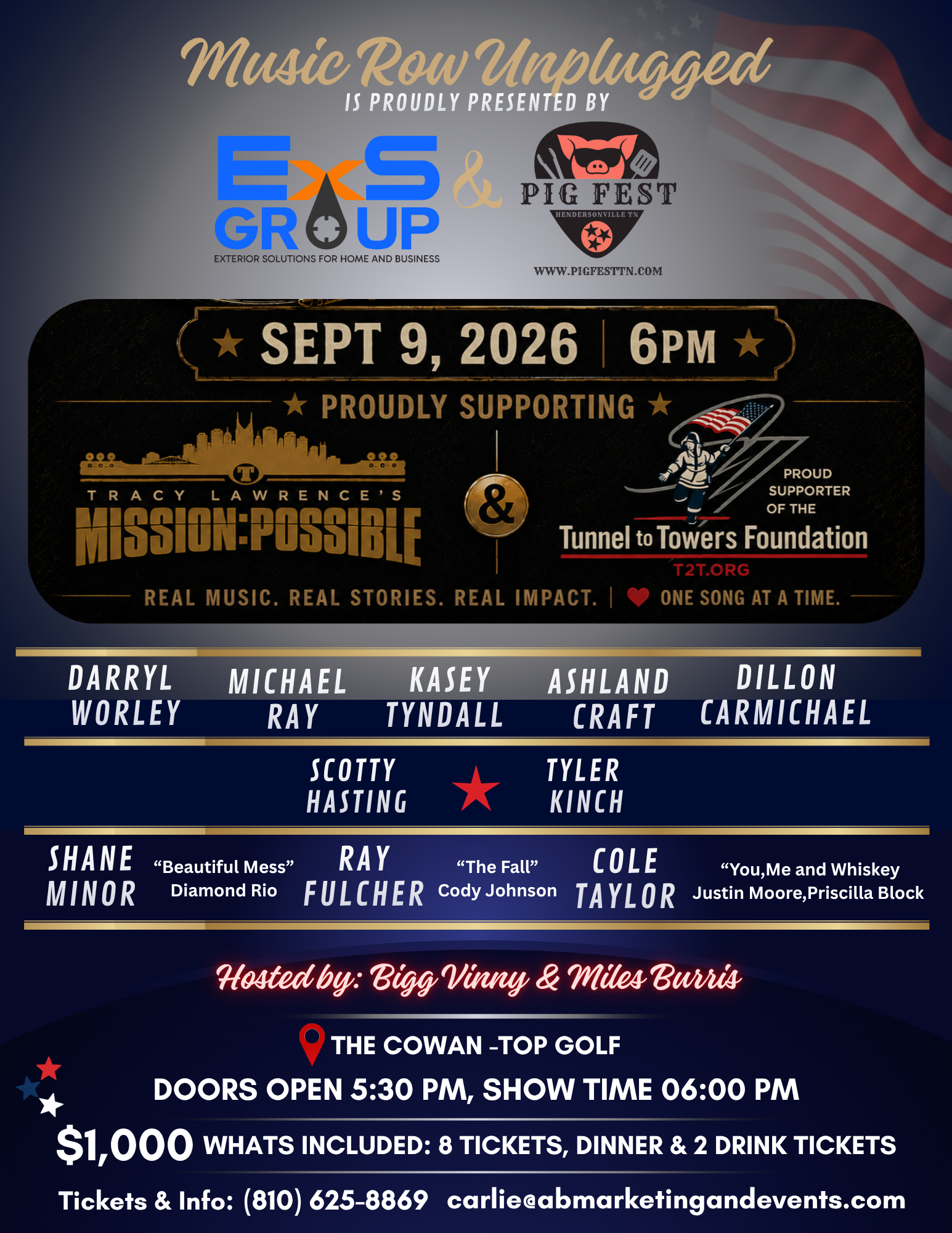 Darryl Worley, Michael Ray, Scotty Hasting Lead Stellar Lineup for Music Row Unplugged Sept. 9 at The Cowan-Topgolf