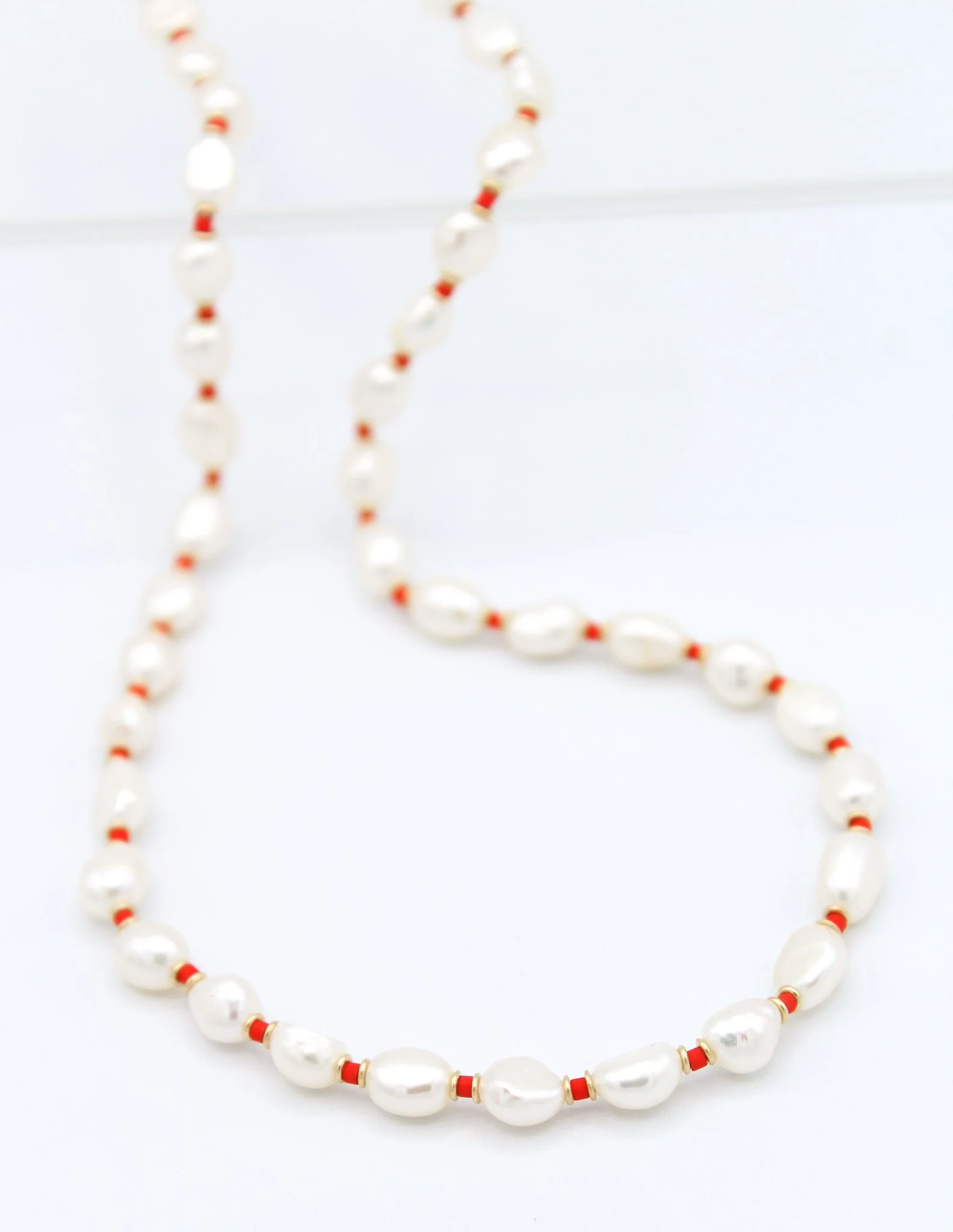 freshwater pearl necklace in red — The Swellife