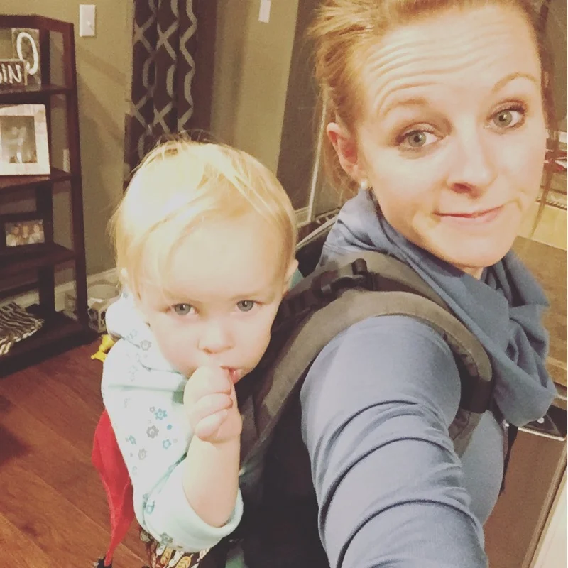 Meal prep with a toddler on your back - you just do what you have to do!