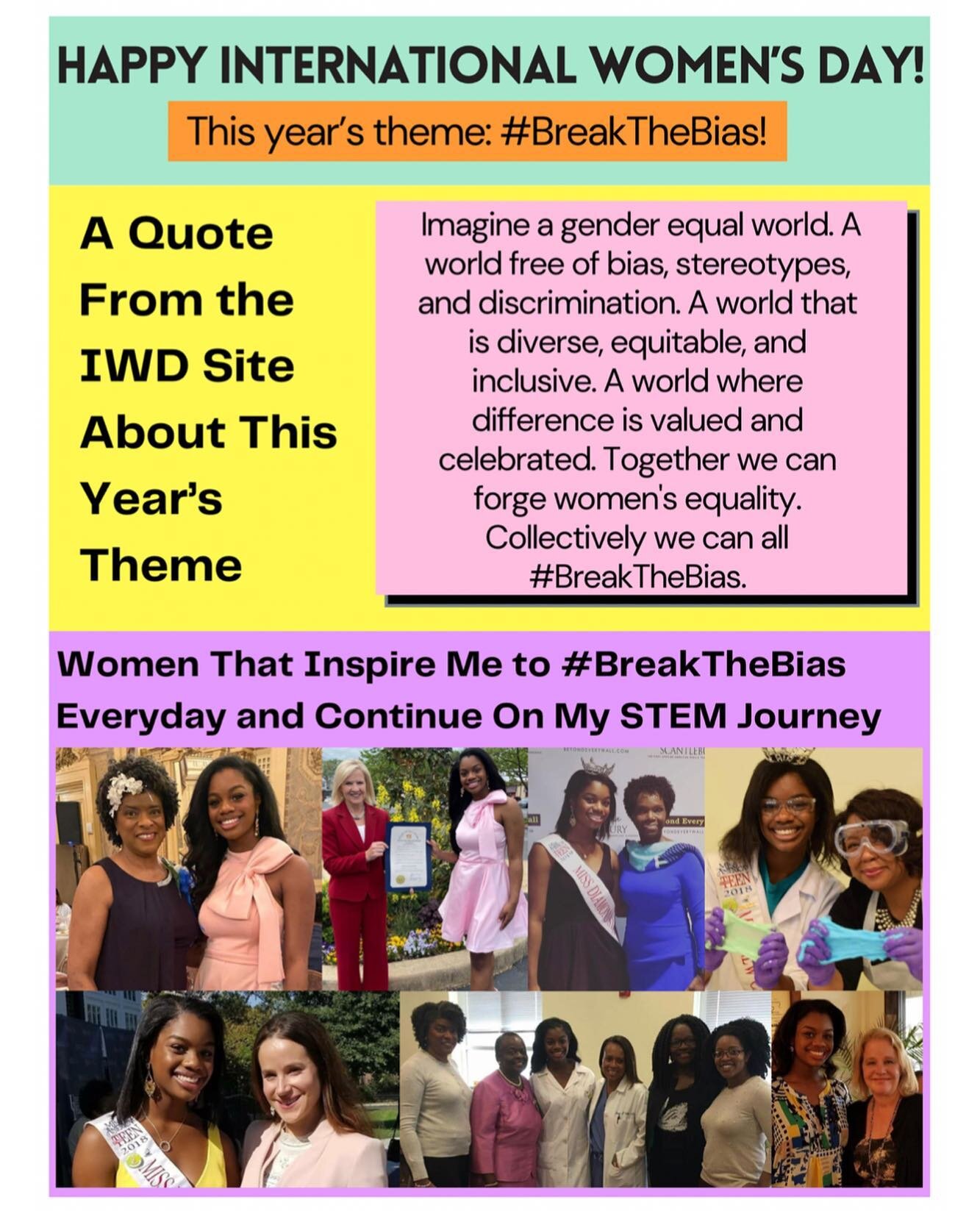 Happy #InternationalWomensDay ♀! This year&rsquo;s theme is #BreakTheBias 🙅🏾&zwj;♀️. Today is about celebrating women's achievements and contributions to society, and marks a call to action for increasing gender equality. This call is emphasized by