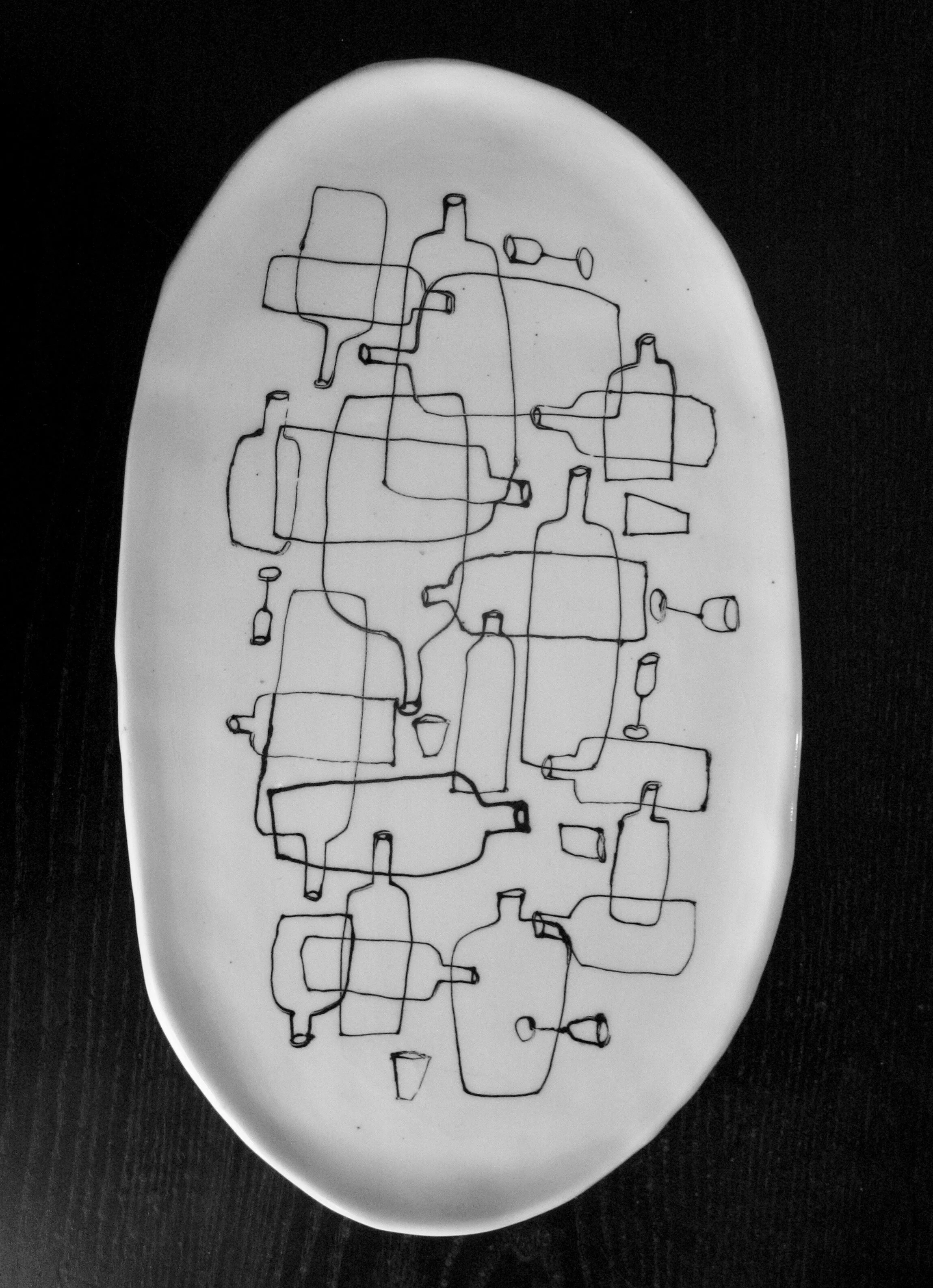 Bottles and glasses platter