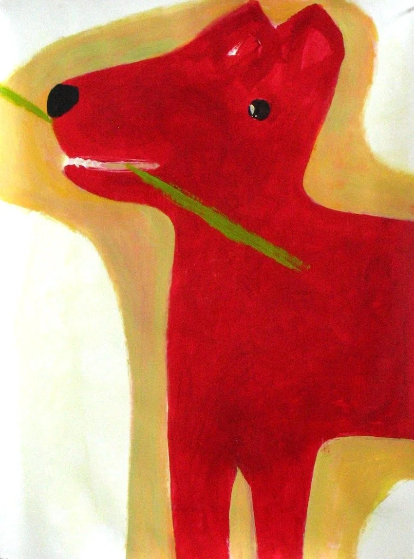 red dog with stick