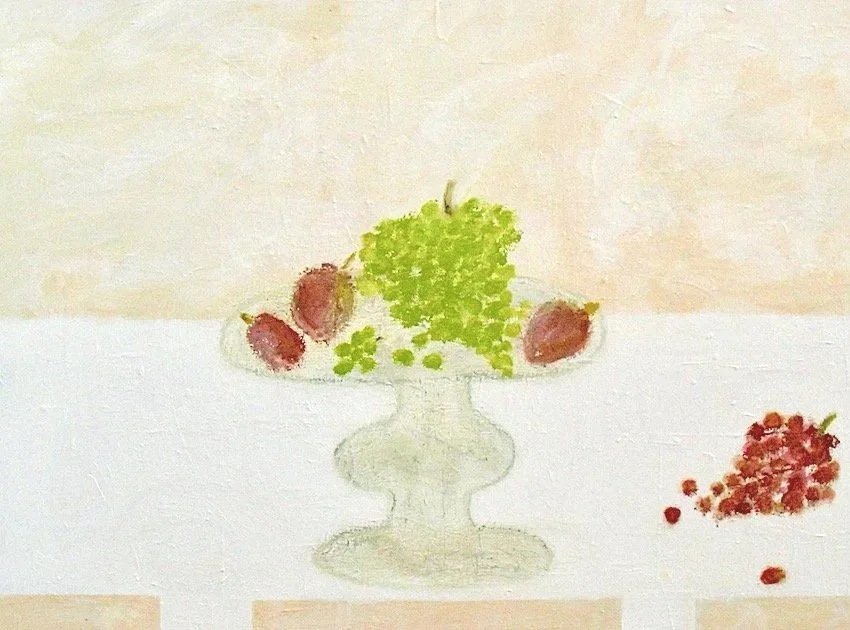 still life with plums and grapes