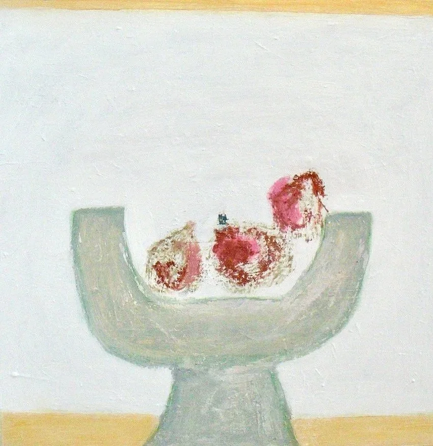 three plums in a compotier