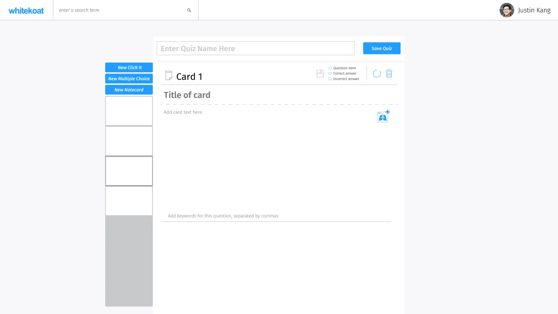 An empty creation form for a text card.