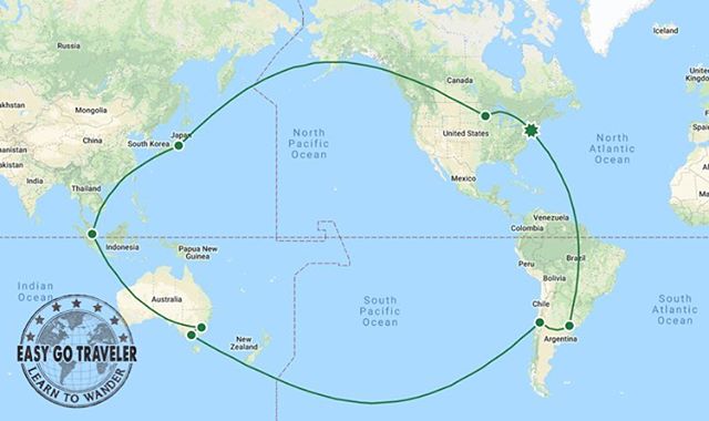 How sweet is this route we just booked for a member?! They will be visiting Argentina, Chile, Australia, Singapore, & Japan. All in first class style of course 😎 #EasyGoTraveler #LearnToWander #Travel #PointsandMiles