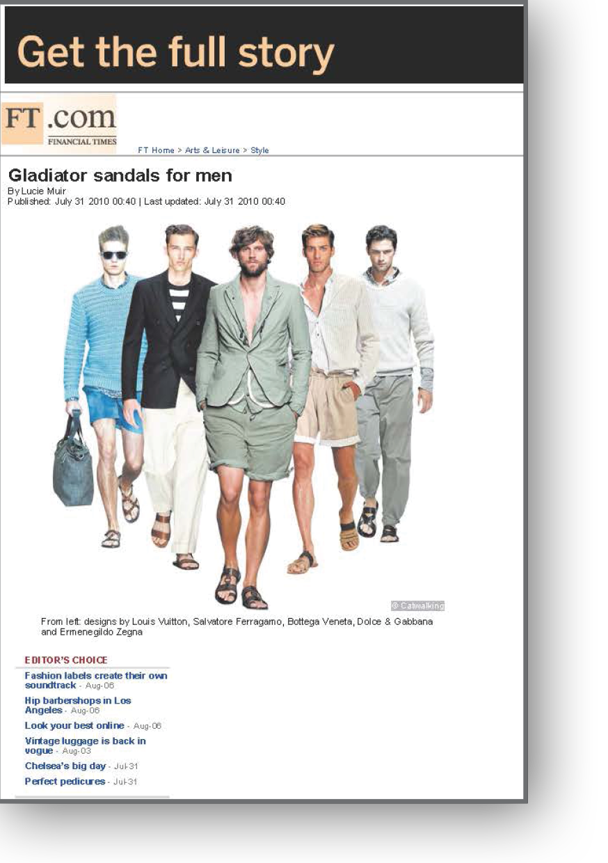 Gladiator sandals for men for the FT