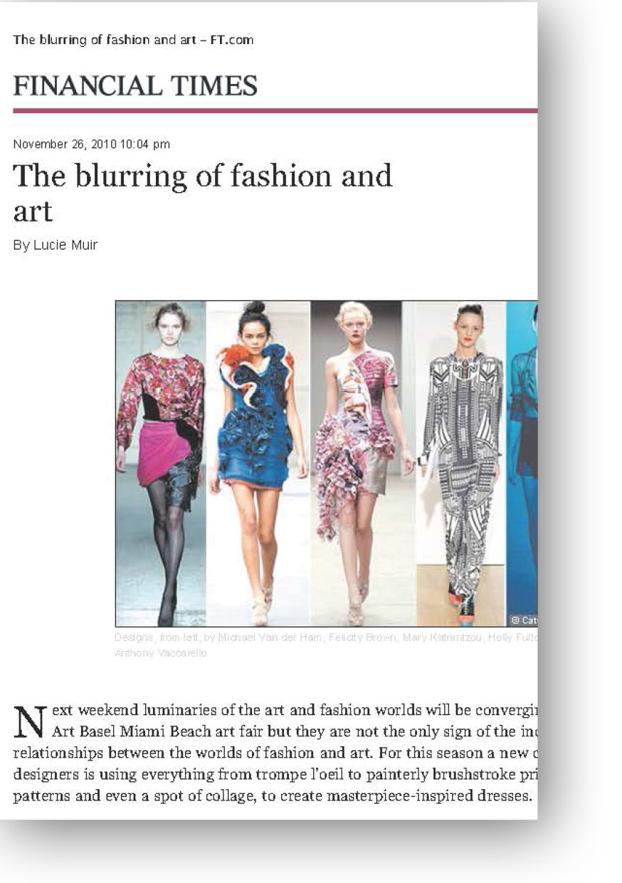 FT article The Blurring of Fashion and Art