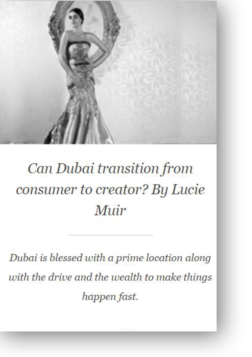 Hudson Walker Opinion Piece on Dubai by Lucie Muir