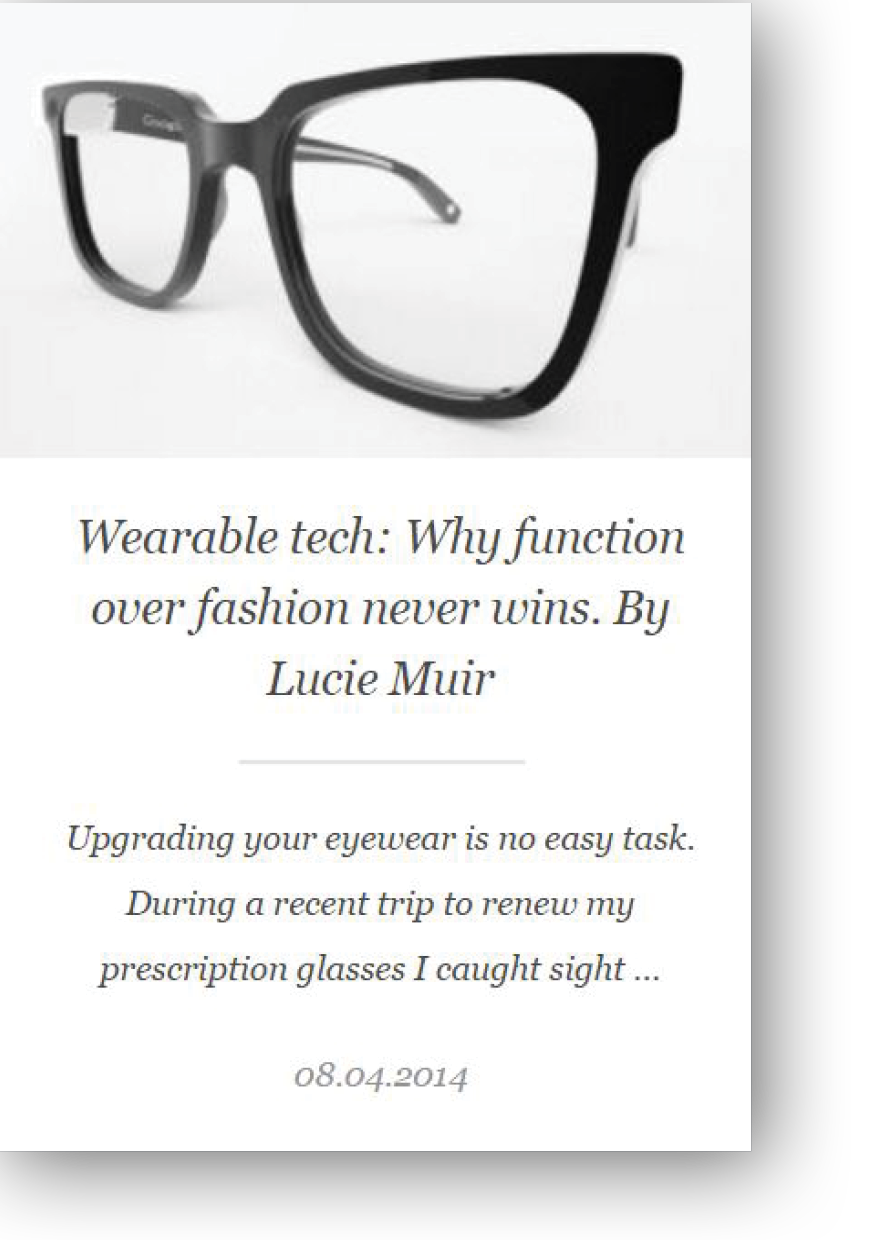 Lucie Muir opinion piece for Hudson Walker on wearable tech