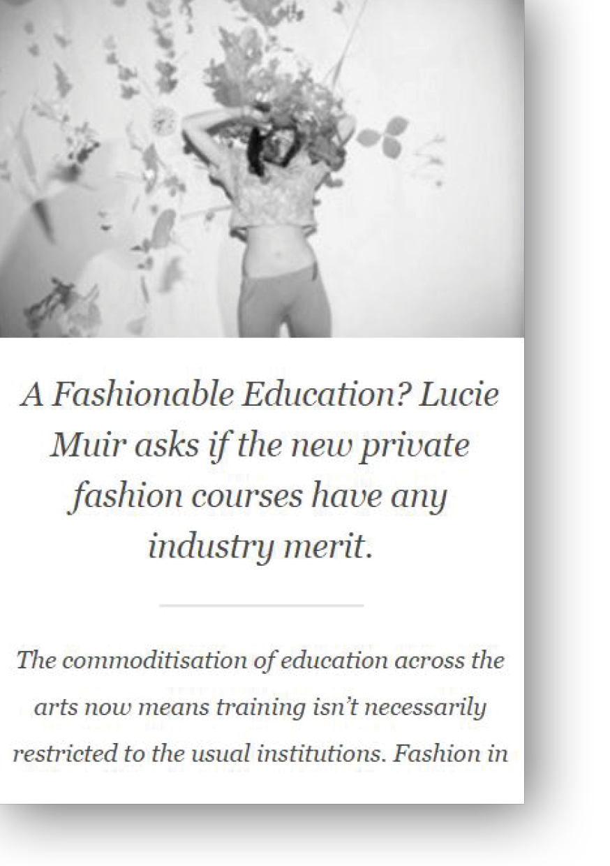 Lucie Muir writes on Fashion Education