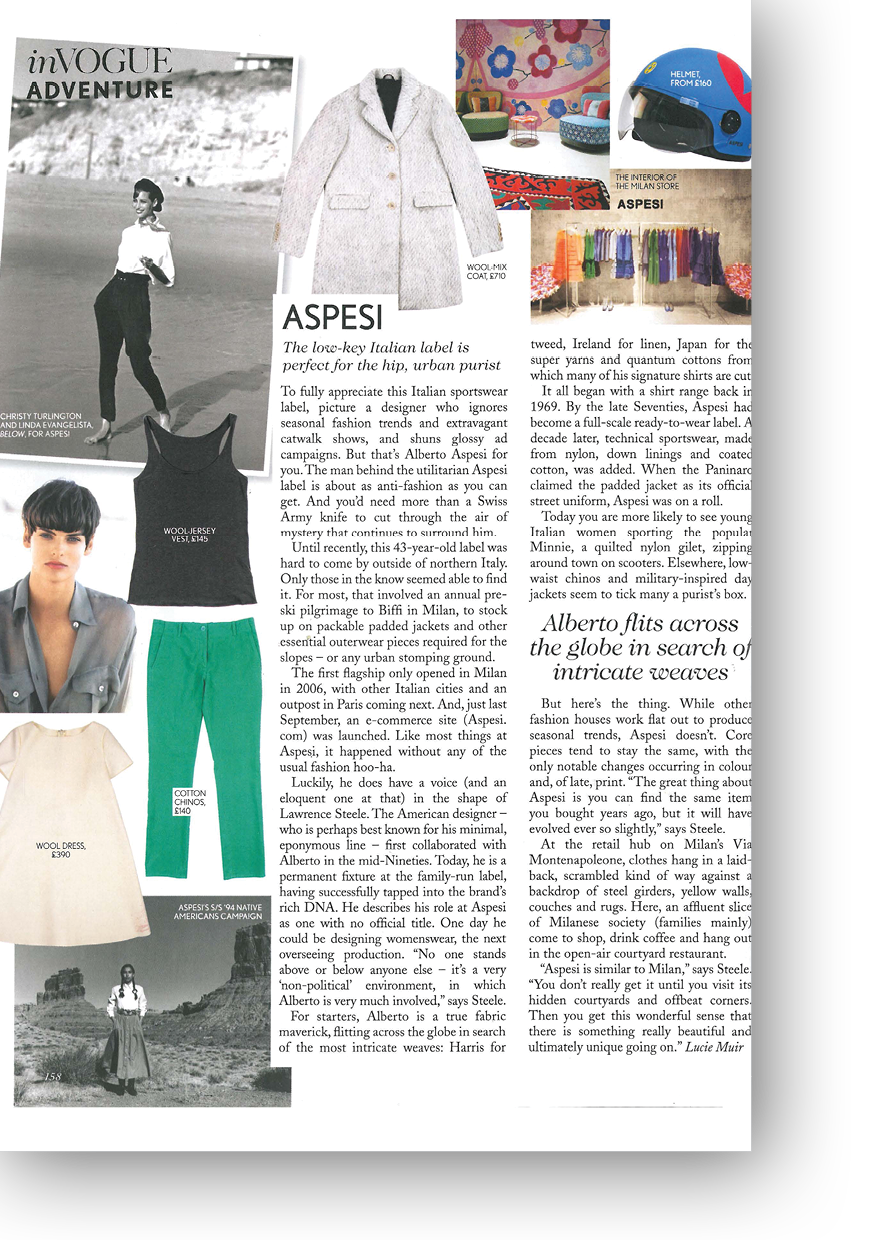 Article on Aspesi by Lucie Muir for Vogue