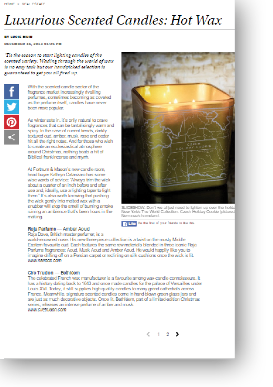 Lucie Muir writes about Luxurious Scented Candles