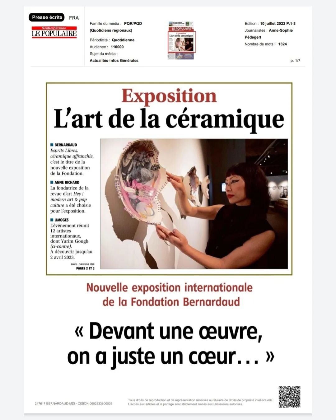 📄🔺️French press🔺️ 📄

Thanks for the article Le Populaire du Centre 🙏❤️&zwj;🔥

&lsquo;Espirit Libres&rsquo;
at @fondationbernardaud&nbsp; 

27th June -2nd April 2023 
Curated by @heyheyheyteam Anne Richard. 

#genderfluidproject 
#themself
#cera
