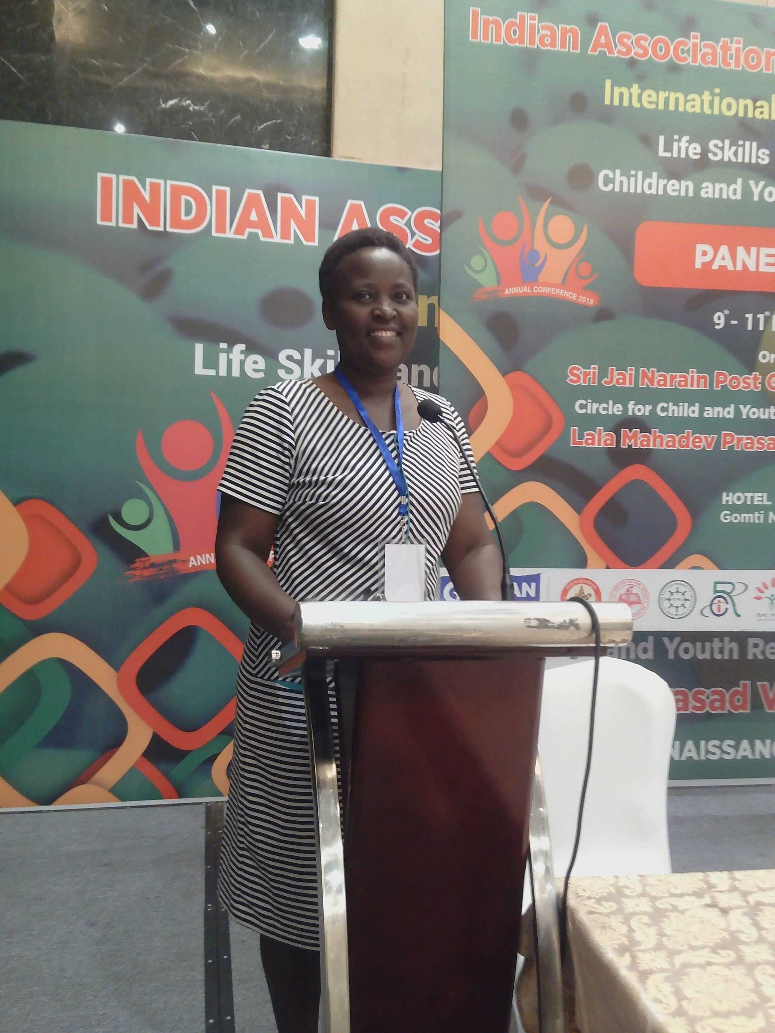 Naom makes her presentation at the international LSE conference in India