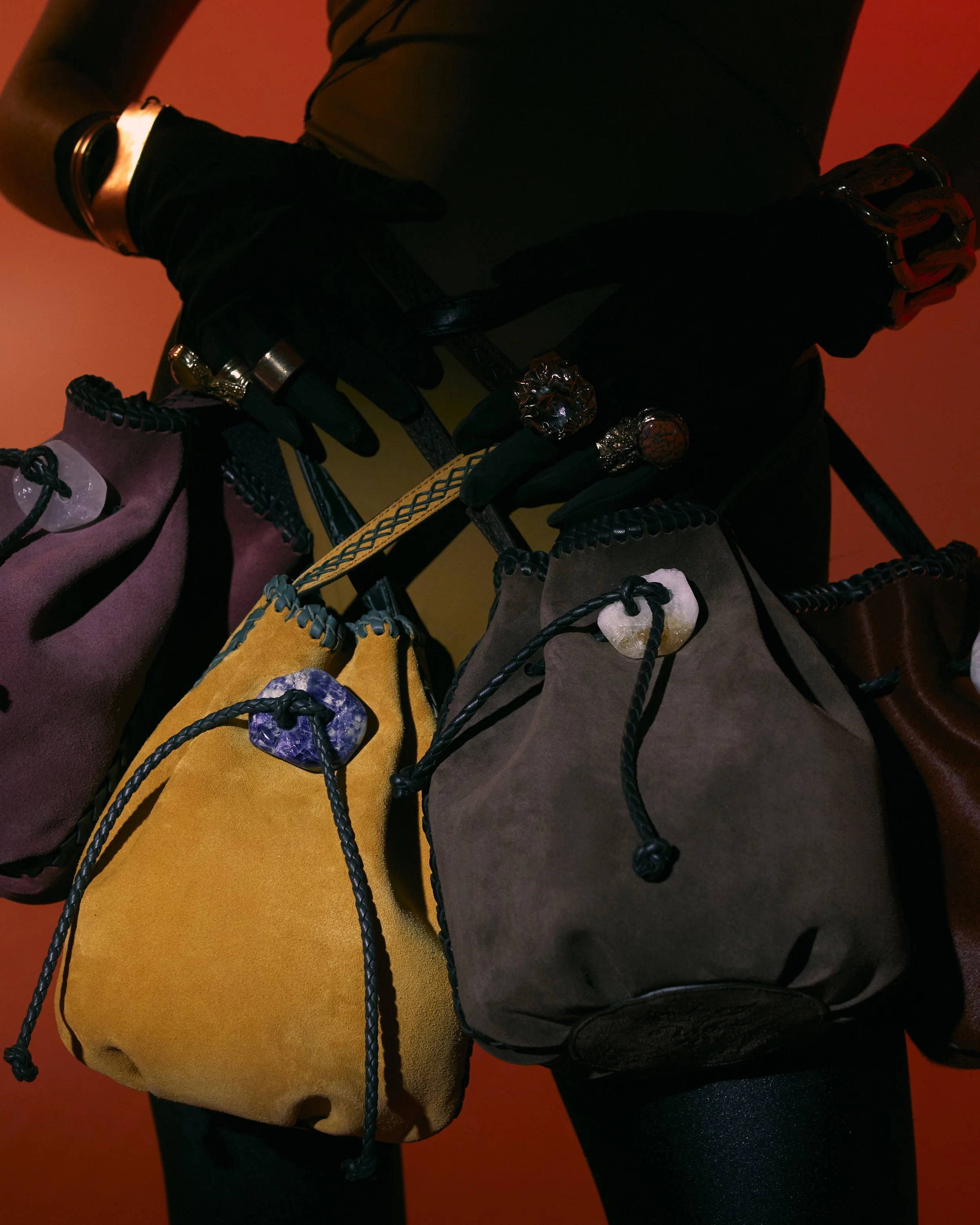 Limited Edition Iacobella x Cabana Velvet Bag, Burgundy