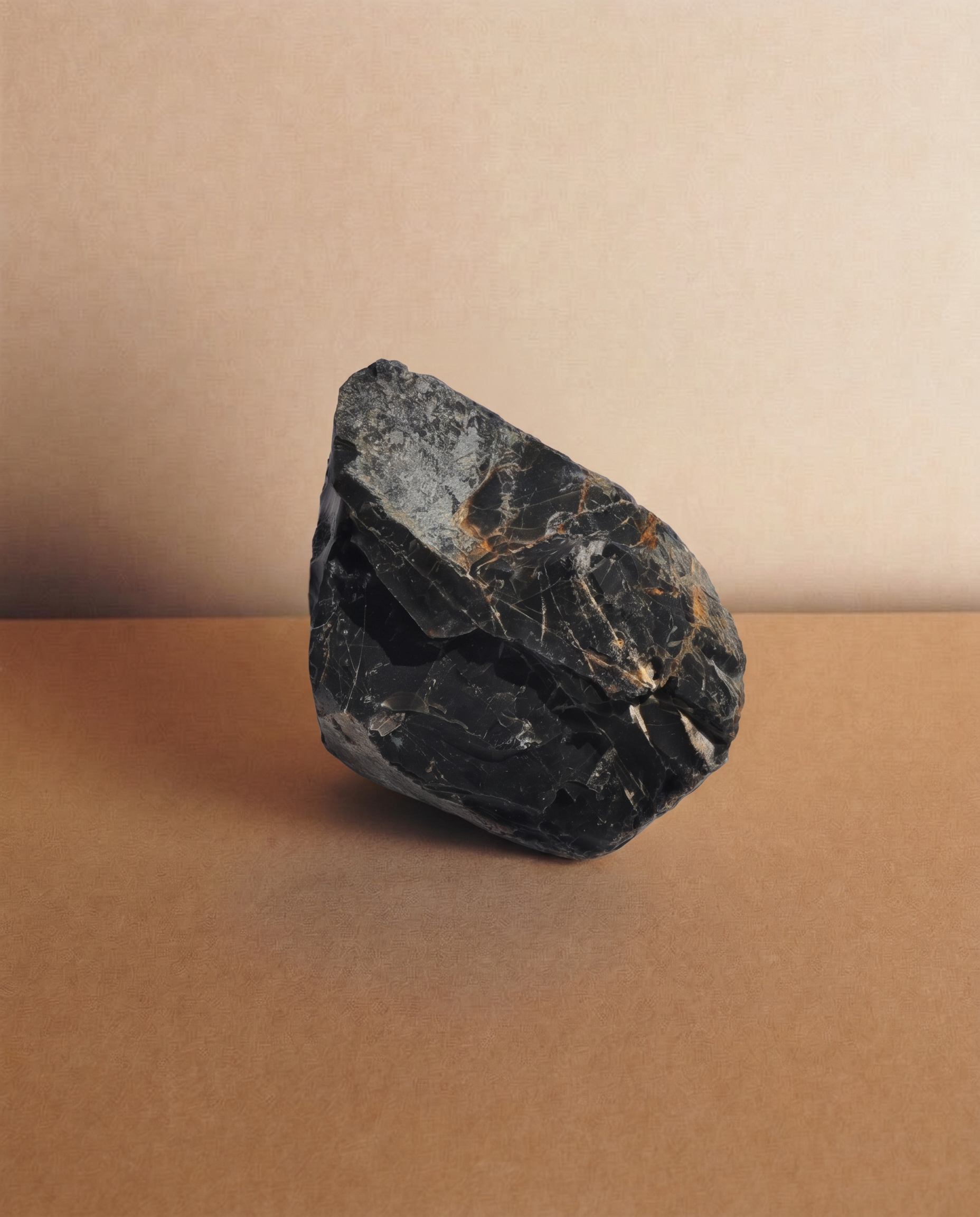 Onyx.
Compact and defined, linked to strength and protection.
A solid, essential presence that shapes the space.