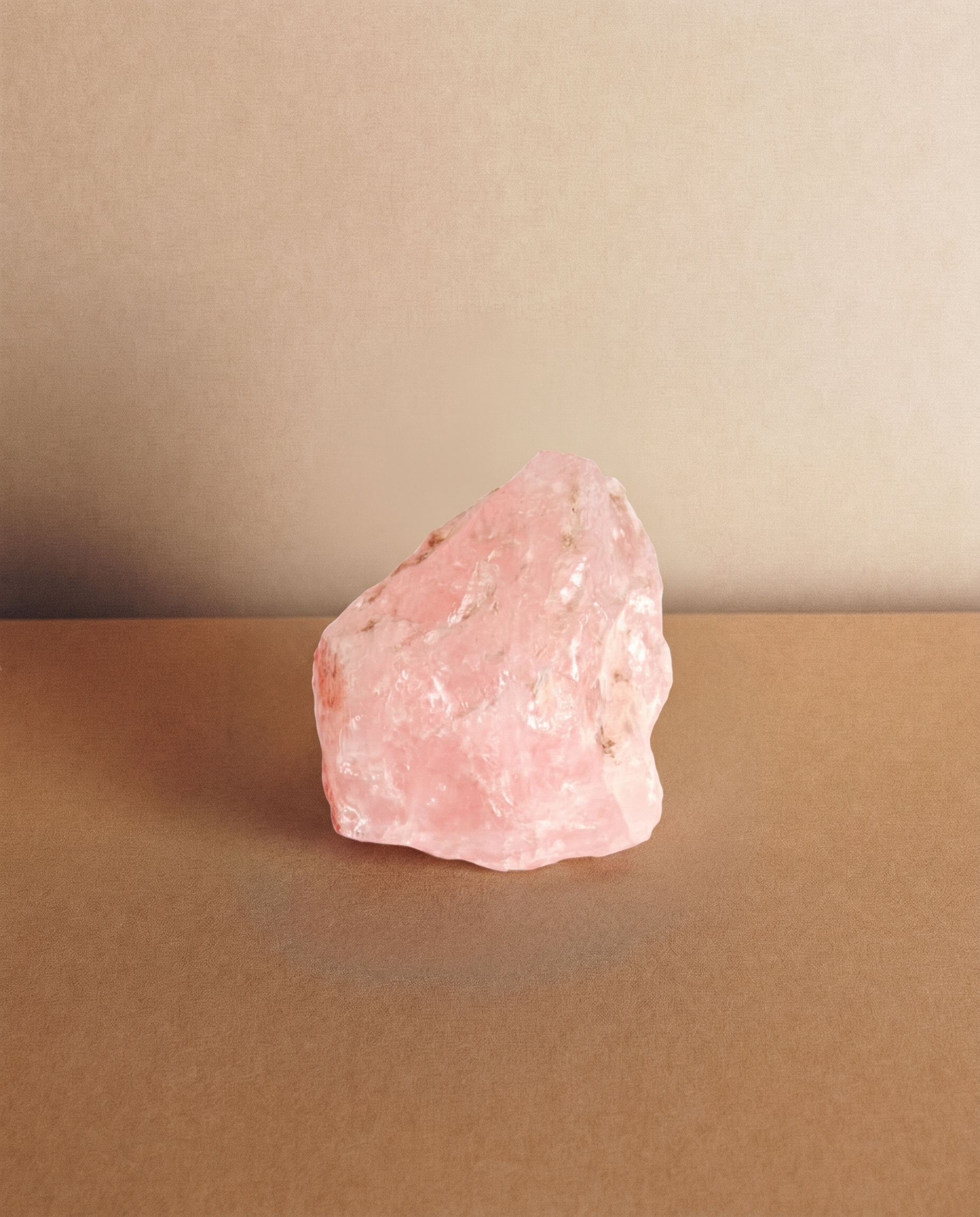 Rose Quartz.
Soft and enveloping, linked to sensitivity and intimacy.
A gentle presence that suggests balance and care.