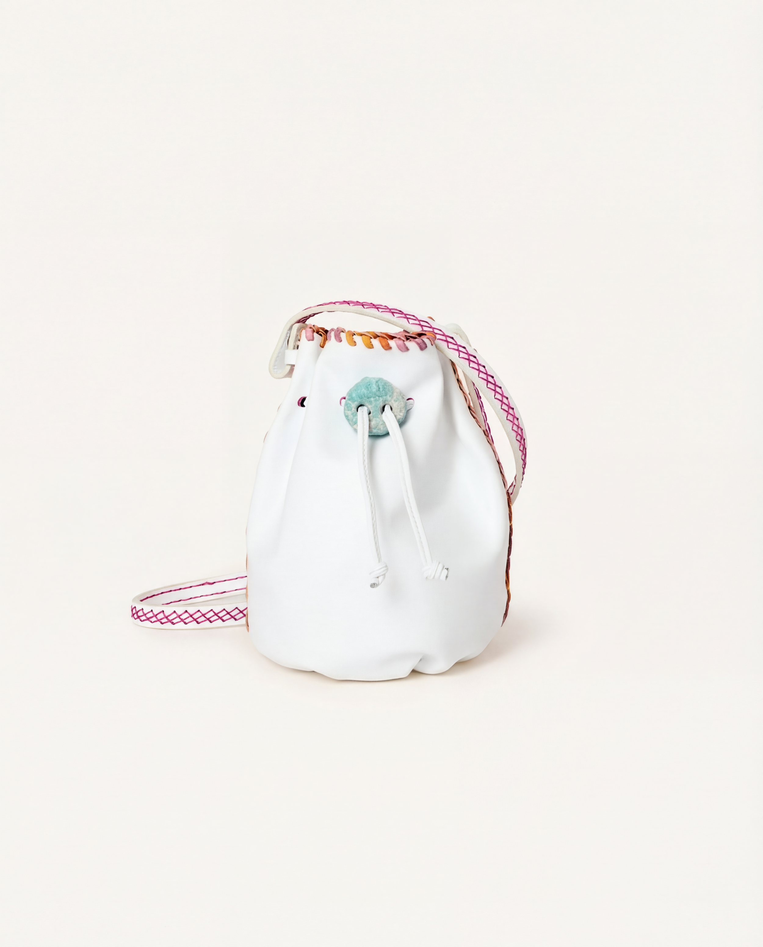 NIRMALA BUCKET | White calf leather with rainbow