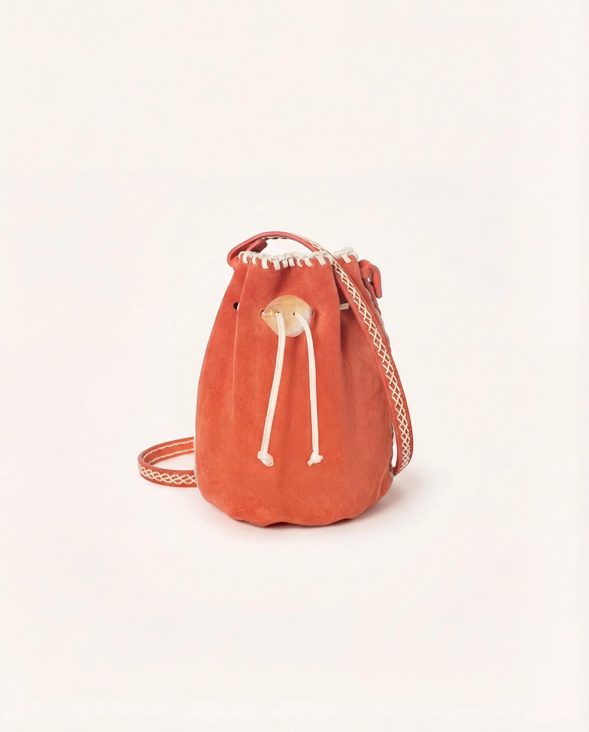 NIRMALA BUCKET | Orange suede with ivory