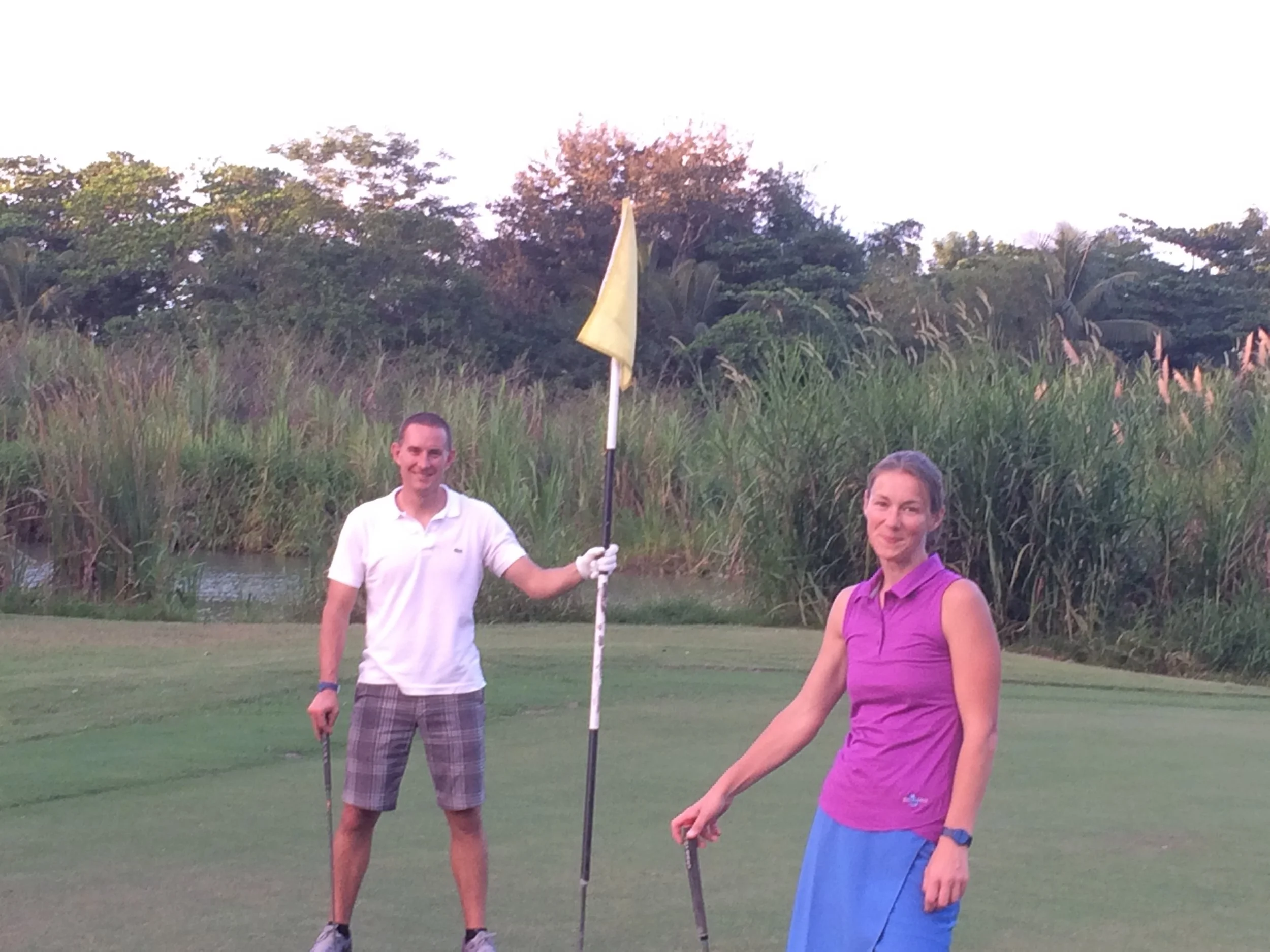 Golfing with Jon and Melissa Oatley (Washington State University) at the 2016 Gene Families & Isozymes Meeting in Rio Grande, Puerto Rico.