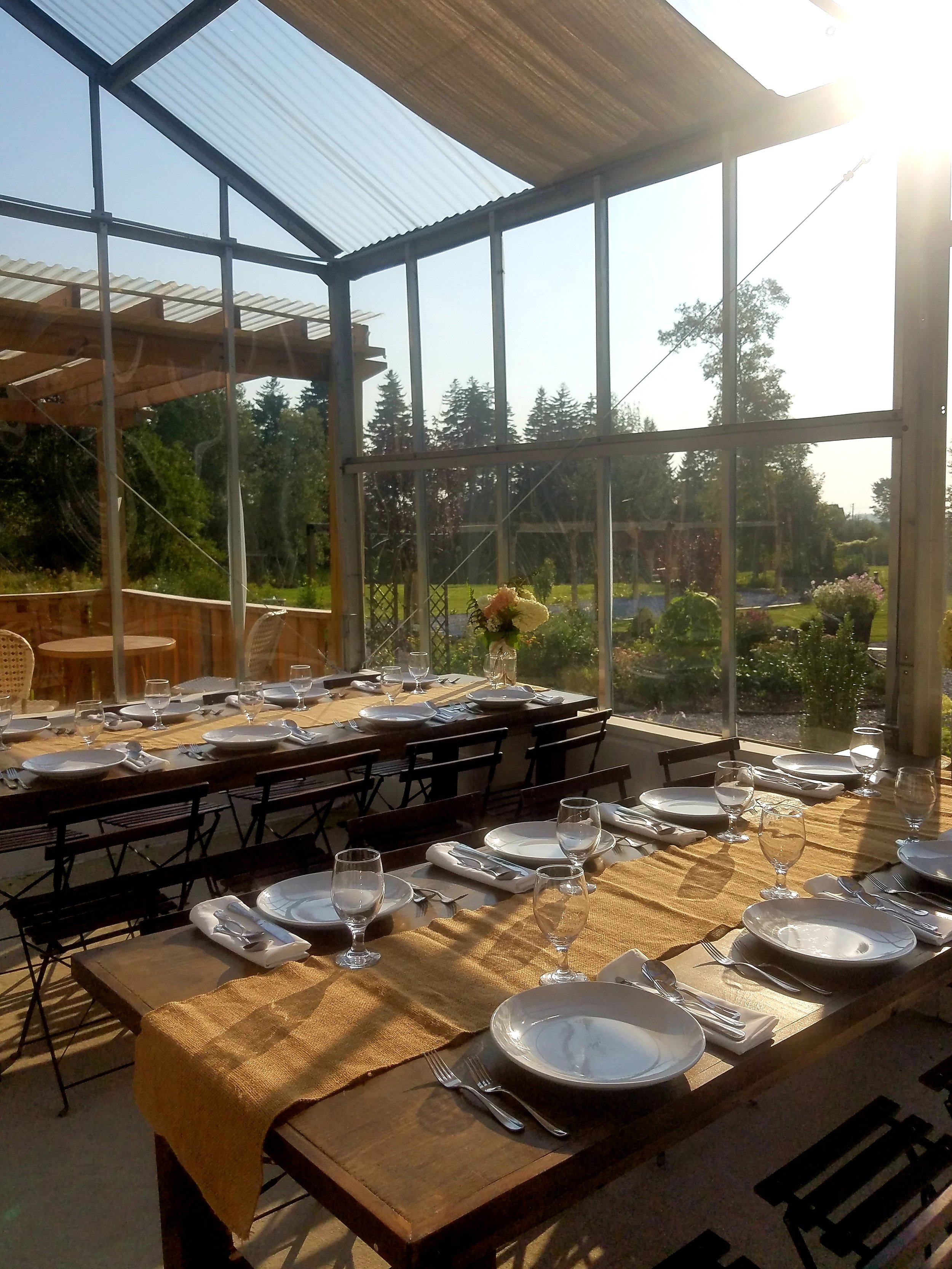 Greenhouse wedding dinning