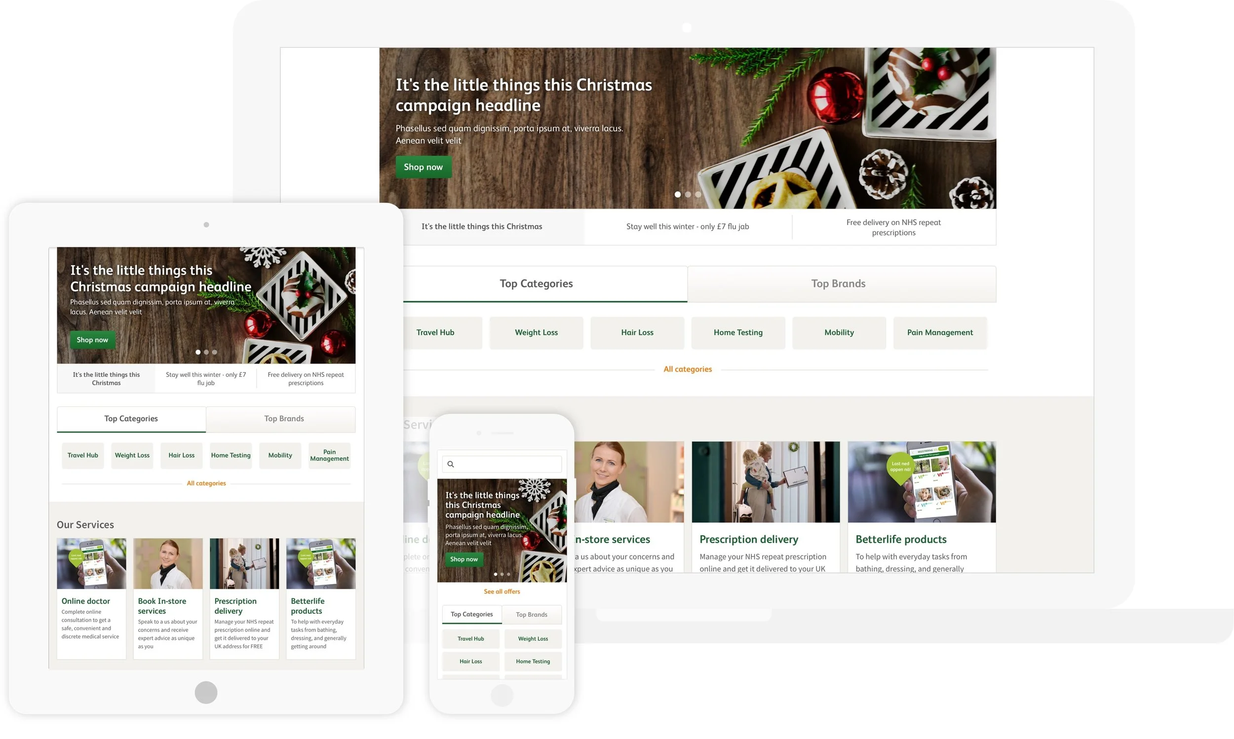 Responsive system in practice, applied to the home page