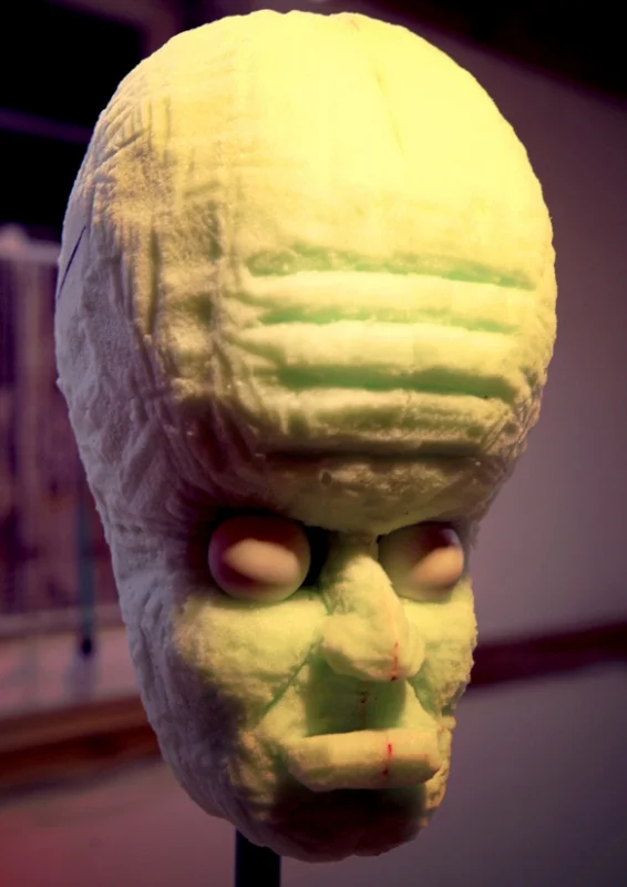  Carved, soft, polyurethane foam. 