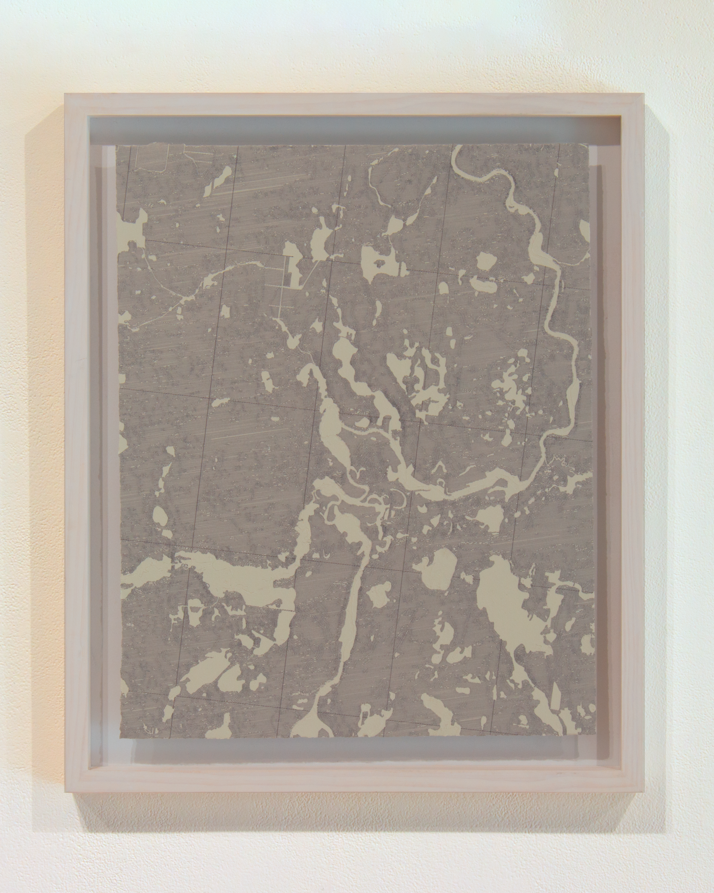 plotted pen, delaminated paper, 20 x 16 inches 