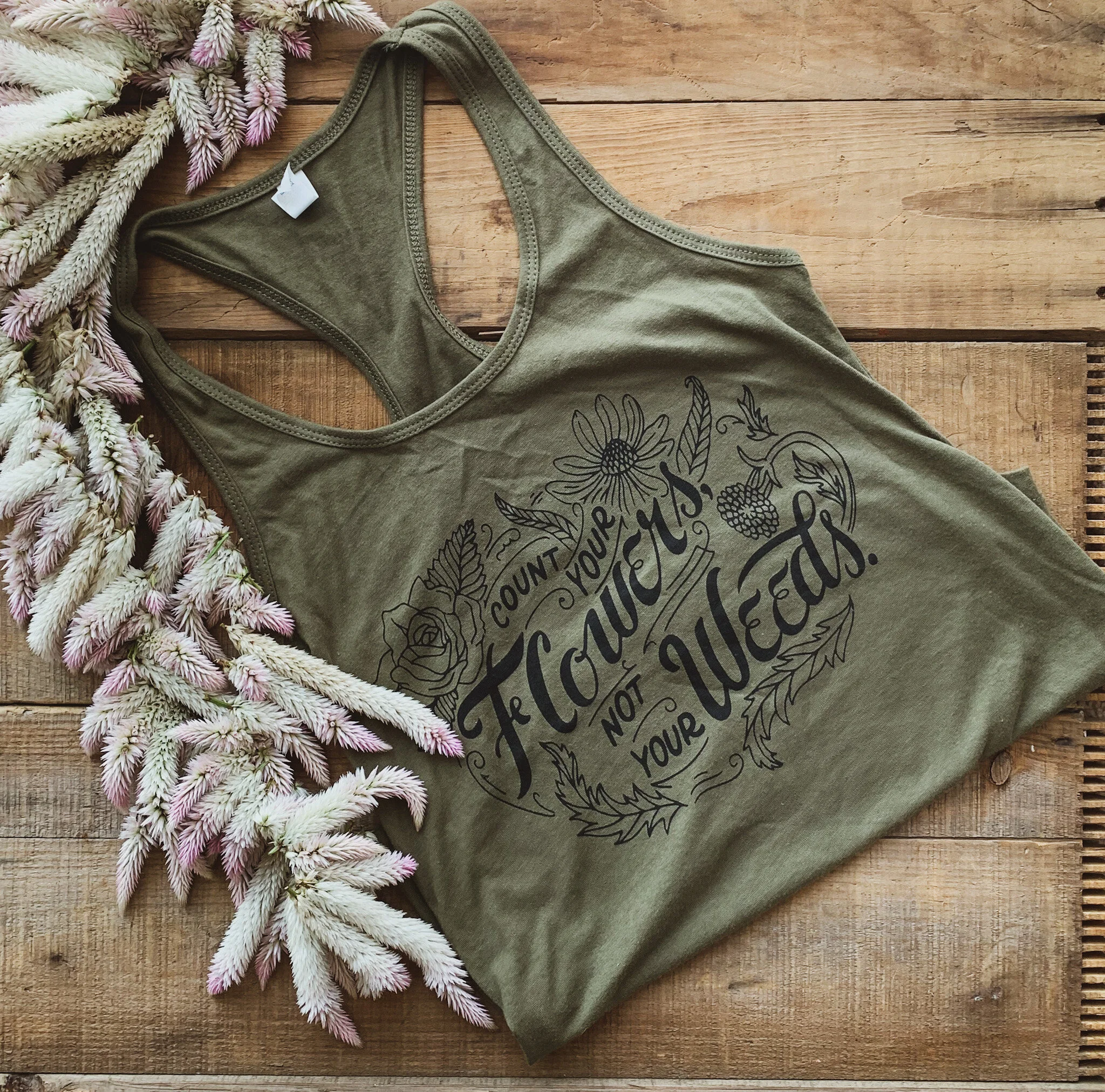 Olive Count Your Flowers Tank Front.JPG