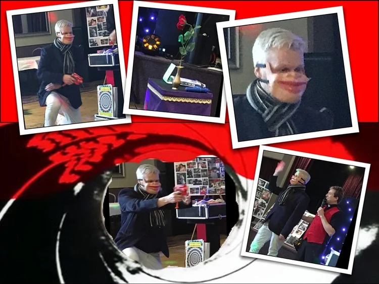 Matthew Garrett performing his James Bond themed stage magic show in Corby