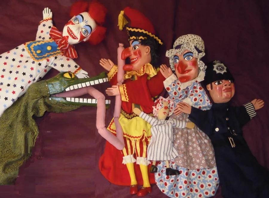 Mr Punch, Judy and traditional characters from Matthew Garrett's Punch and Judy show