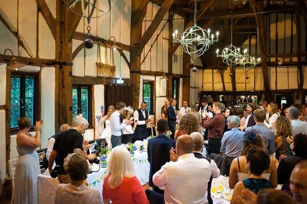 Tithe Barn Bedford wedding venue where Matthew Garrett performs close-up magic