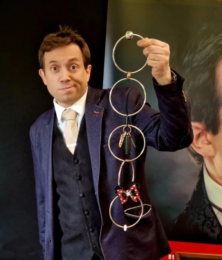 Matthew Garrett with his close-up linking ring magic