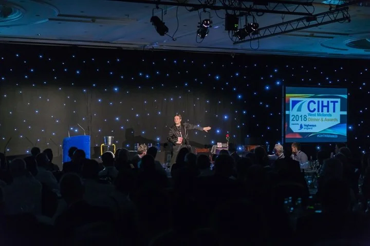 Matthew Garrett cabaret magician performing at the CIHT Awards Birmingham