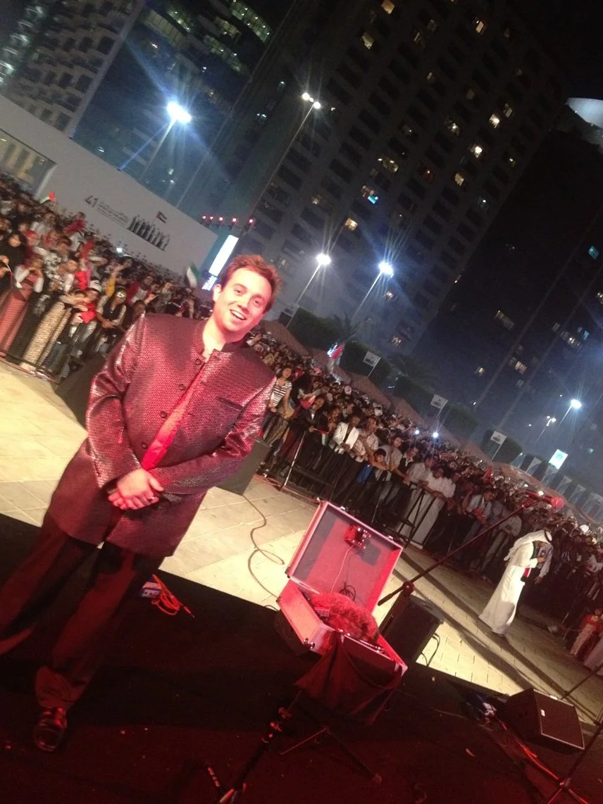 Matthew Garrett performing at the UAE 41st National Day celebrations in Abu Dhabi
