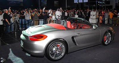 Matthew Garrett performing at the Porsche Boxster launch in Kuwait
