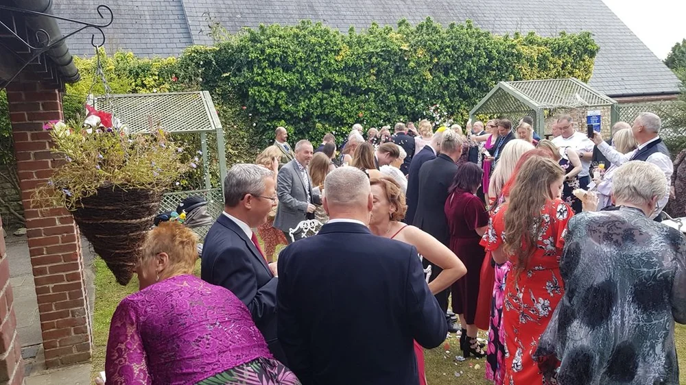 Wedding drinks reception at The Woodlands at Hothorpe in Leicestershire