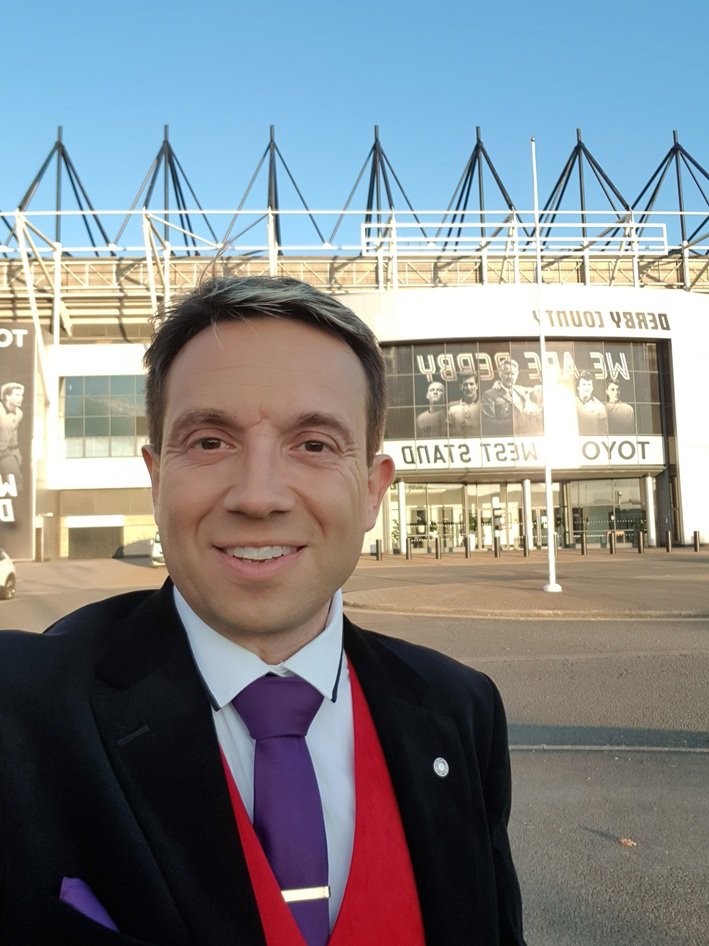 Matthew Garrett performing at Pride Park Stadium, home of Derby County Football Club