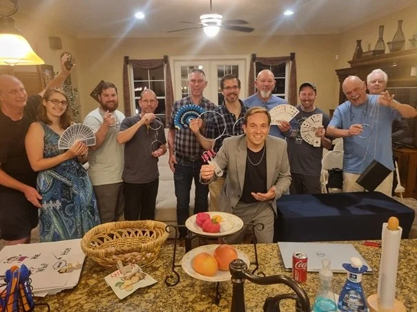 Matthew Garrett with magicians after a magic lecture in Jacksonville USA
