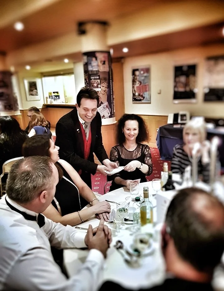 Matthew Garrett entertaining guests at Bedford Corn Exchange