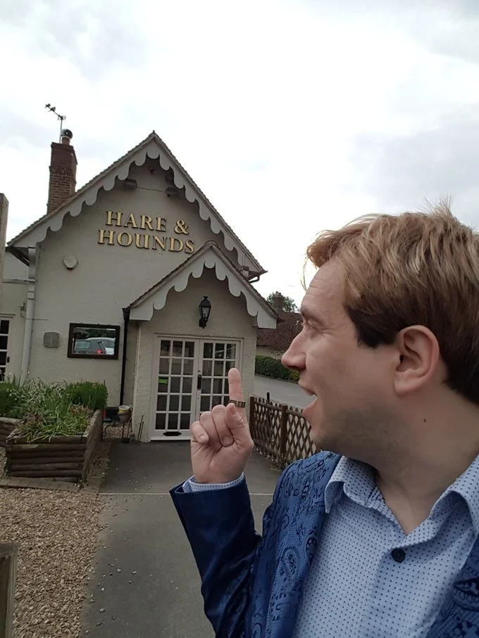 Matthew Garrett performing close-up magic at the Hare and Hounds in Old Warden near Biggleswade