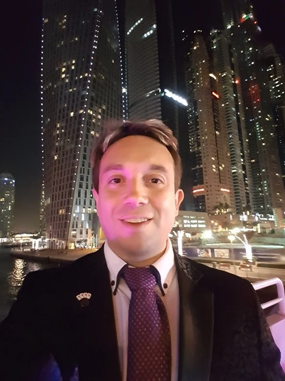 Matthew Garrett at a private luxury yacht event in Dubai Marina