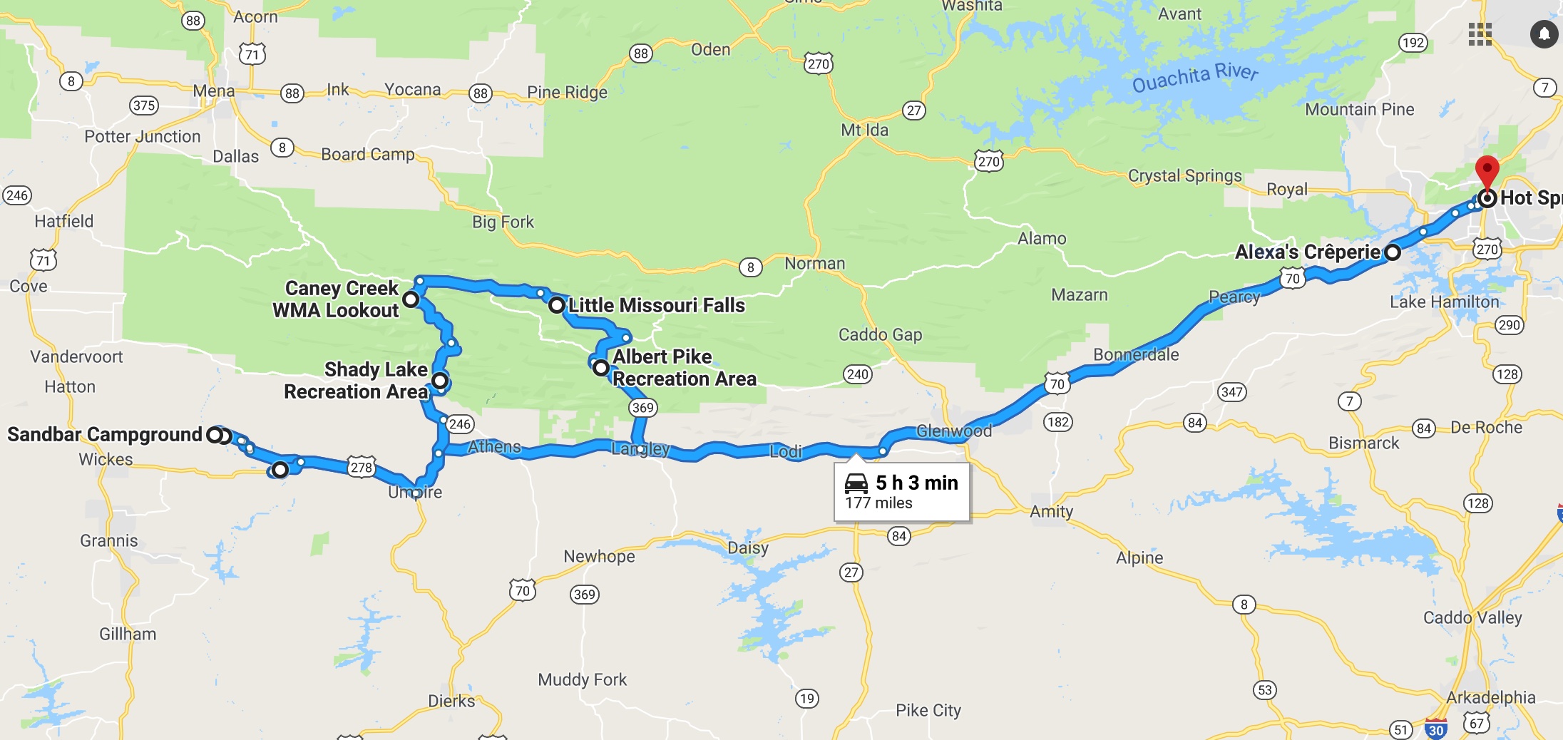 We started our outing with breakfast at Alexa’s Creperie and had a great (and quite cold) drive to the Cossatot Falls area! We met some new friends, had a great time, and got a little snow-prise! #dadpun Pictures from the trip can be found on our Media page! We ended up cutting this drive shorter than planned because of the bitter cold and our 5 year old got car sick, but this is a trip we will certainly do again when the weather warms up a bit. This area is rich in activities for the whole family. There is camping, floating (probably for more advanced floaters), hiking, photo opportunities, and of course, all kinds of exploring to do! We will be back to the Cossatot River State Park !
