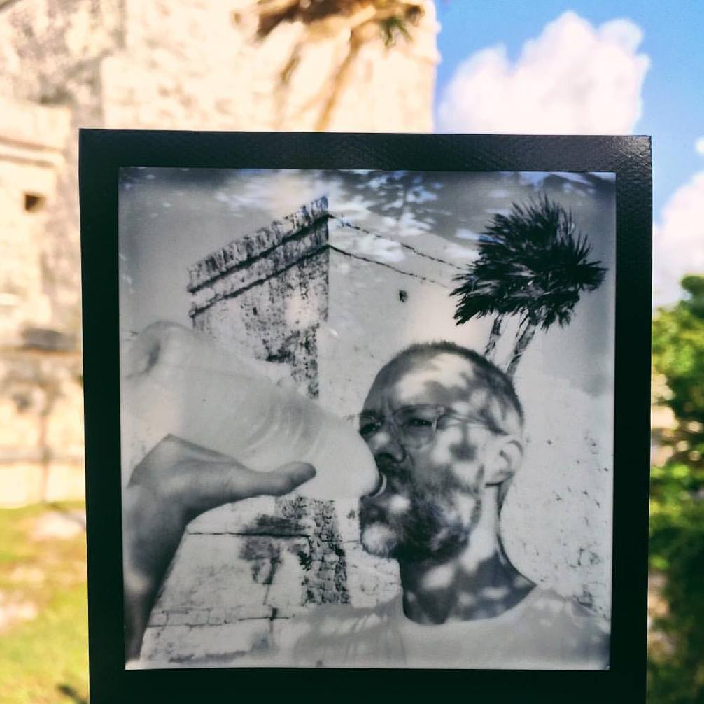 Self-portrait, thirsty at Tulum Ruins, Mexico.