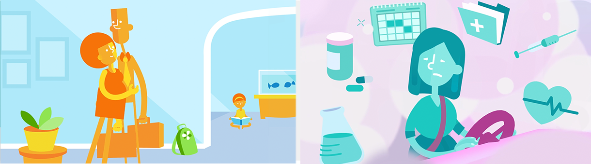 Premiere Health E-Visits Explainer - Watch Backgrounds, Color, Character Rigs and Animation by Lauren Valko, Client: Premiere Health Software Used; After Effects, Illustrator, Plugins- Joysticks'n'Sliders, Rubberhose, Motion V2