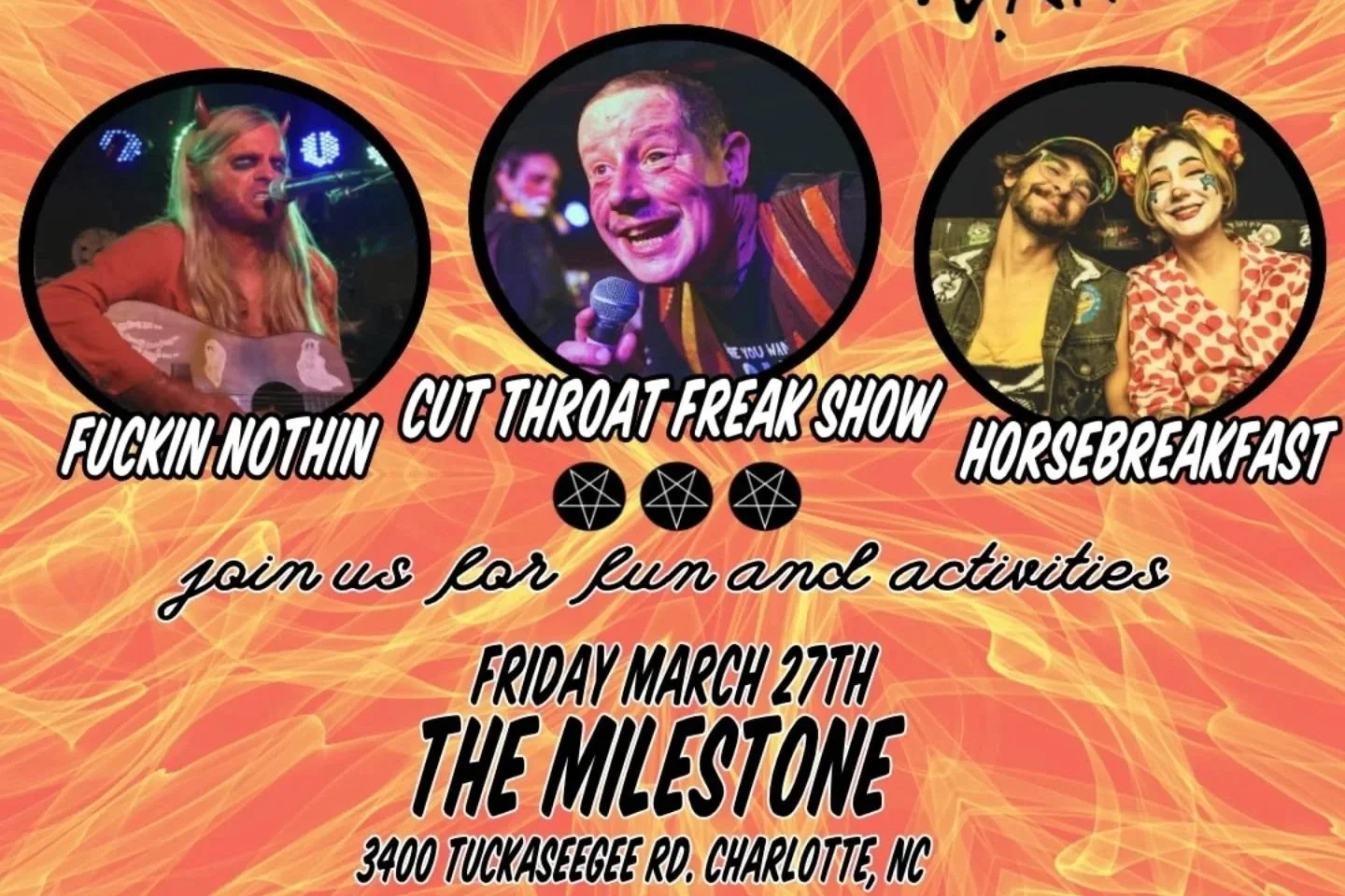 SATANIC CAMPOUT TOUR: CUT THROAT FREAK SHOW, HORSE BREAKFAST, FUCKIN NOTHIN &amp; MORE