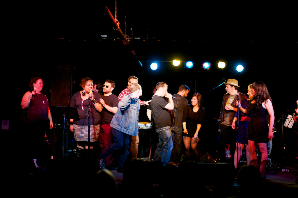  Story League Sings: Bad Boys (Heather, Sasha, me, Andrew, James, Jason, Sarah, Shawn, Dana) at Black Cat DC. Photo:  Andy DelGiudice  