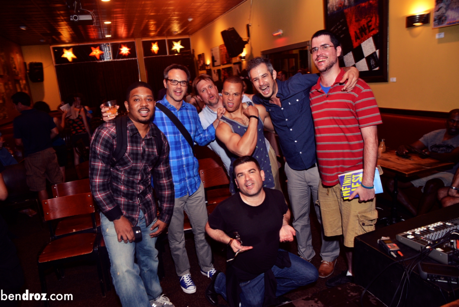  Alexx, Derek, Zach, me, Guy, Eric, Steve at Busboys and Poets after Story League (Photo:  Ben Droz ) 