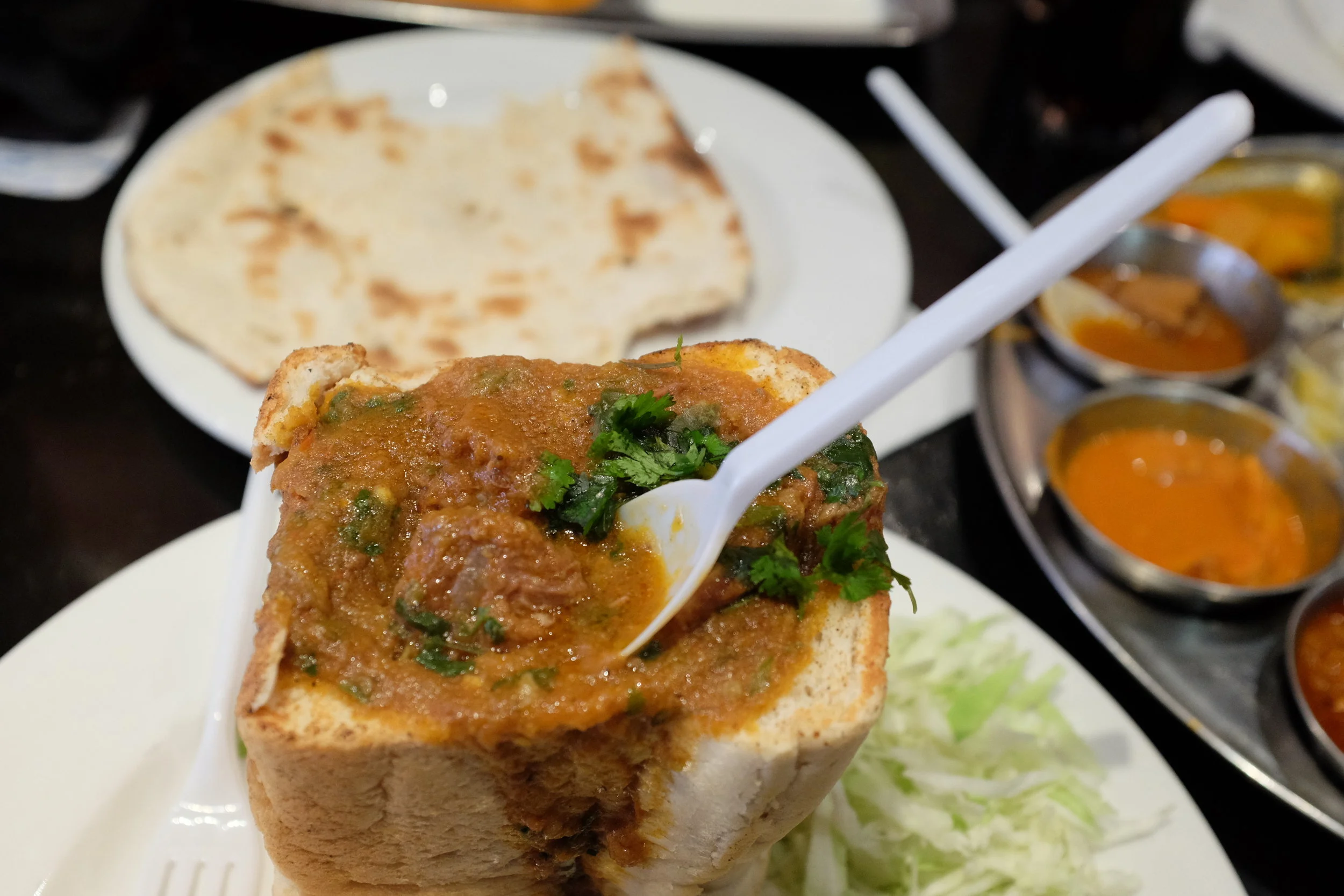 Close-up of the bunny chow tower. This fed me for two days.